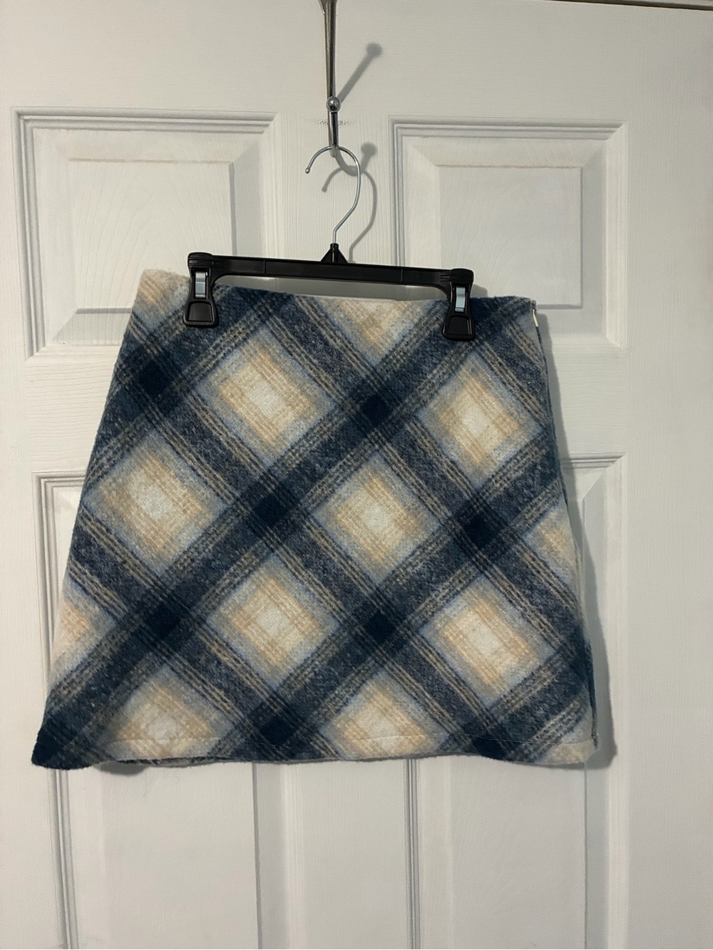 Sadie & Sage Blue Cream Plaid A-Line Mini Skirt